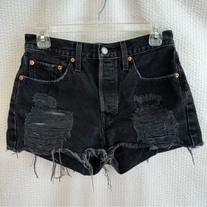 Levi's 501 Women’s Black Distressed Jean Shorts Size: 28